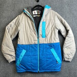 Burton Ante Up Puffy Jacket Mens Medium Blue Grey Snowboard Ski Coat